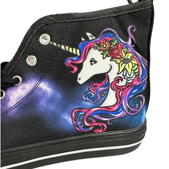 purple tie dye with unicorn high top lace up sneaker. Size women’s 10 - Picture 4 of 9